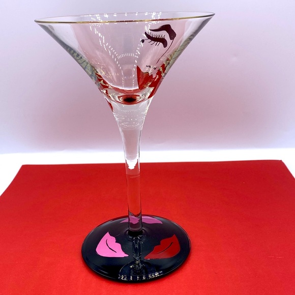 Flirting Lolita Martini Hand-Painted Glass With Drink Recipe On Bottom Of Base - Picture 3 of 5
